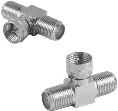 lasuroa 2pcs Coaxial Cable Splitter, Zinc Alloy Aerial Coax Splitter 2 in 1 Out F Type RG6 Male to Dual F Female 3-Way Cable Connector Adapter for TV Antenna, Satellite Tuner, VCR, CCTV