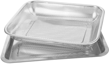 KICHOUSE 1Satz Frittierkorb mit Abtropfschale Bratkorb für Lebensmittel zum Frittieren und Abtropfen von Speisen Ergonomisches Design Langlebig