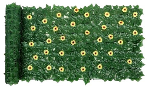 Künstlicher Ivy-, erweiterbarer Sichtschutz, dekorativer Wein, Blumenblatt-Panel für Balkon, Garten, Terrasse, stilvolle Gate-Abdeckung für Außen-Innenwände, 100 x 300 cm