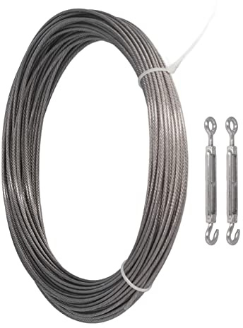 Aoaoy 25m 304 - Kit de cuerda de metal de acero inoxidable, barandilla de cables de revestimiento de PVC para cortina, planta con, resistente y para cubierta, valla jardín