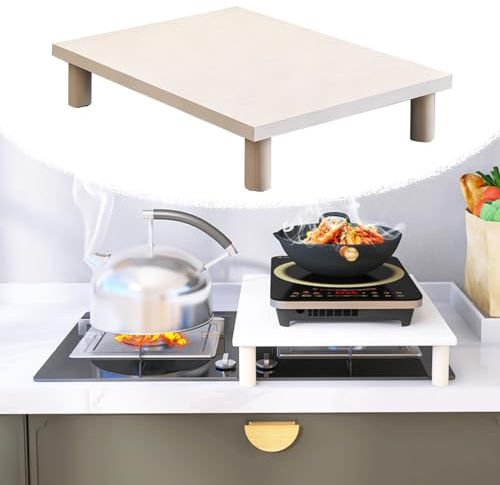 Copri Piano Cottura Copri Piano Cottura a Gas in Legno per Piano di Lavoro, Resistenza al Calore Copri Fornelli Cucina a Gas, Tagliere Antipolvere per Lavello(A,75x55xH9.6cm(29.6x21.7x3.8))