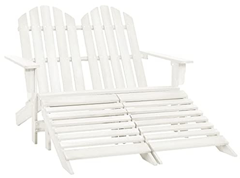 KTHLBRH Adirondack Outdoor-Stuhl mit abnehmbarer Ottomane, 2-Sitzer aus massivem Tannenholz, robuste und stabile Struktur, ergonomisches Design für Garten oder Terrasse, robust