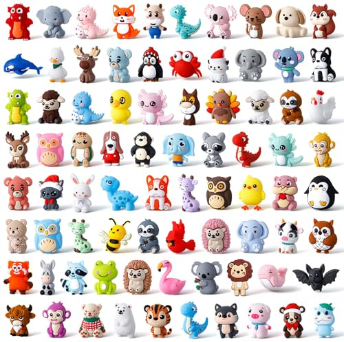 Ferreve 3D-Tier-Silikon-Fokalperlen für Stifte, Schlüsselanhängerherstellung, Fokusperlen für Perlen, Schlüsselanhänger, Basteln, Armband, Halskette, Handykette, Charm, Schmuckherstellung, 80 Stück