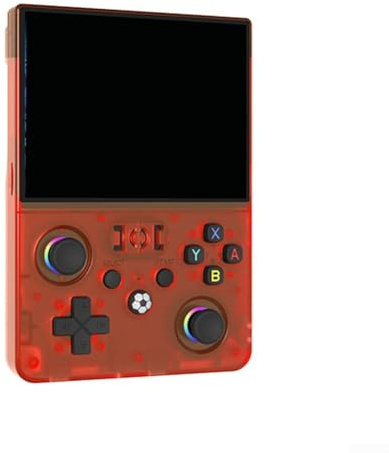 Retro Handheld Spielkonsole für R36MAX2 mit 4,5 Zoll IPS HD Display, 18000+ Klassische Spiele, 30+ Emulatoren und Abnehmbarem Joystick(Translucent Red)