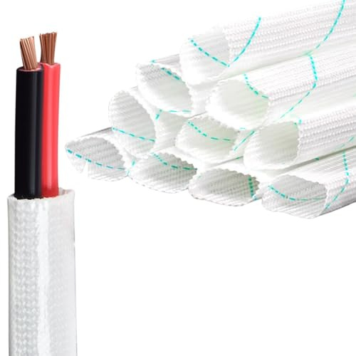 Guaina flessibile per cavi, condotto isolante ignifugo e resistente al calore, con treccia in fibra di vetro, per applicazioni elettriche, HVAC e industriali