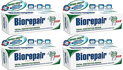 Biorepair: Total Protective Repair Toothpaste with microRepair, New Formula - 2.5 Fluid Ounce (75ml) Tubes (Pack of 4) [ Italian Import ]