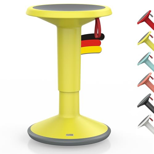 Interstuhl UPis1 - ergonomischer Sitzhocker mit Schwingeffekt - höhenverstellbar - Hocker mit rutschhemmender Standfläche & Kippschutz - Bürohocker (Zitronengelb, UP Designhocker)