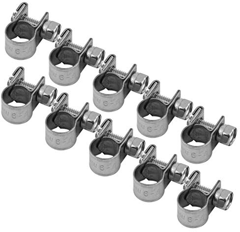 Fydun Abrazaderas para Mangueras, Clips de Acero Inoxidable 304, 10 Piezas Ajustables 6‑20 mm, Antioxidantes, Aptas para Mangueras de Aire, Agua, Carburante y Silicona 7‑9 mm | Acero inoxidable 304, ajustable, 6-20 mm, 10 unidades, conexión de manguera sanitaria para coche