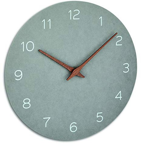 TFA Dostmann Analog väggklocka, 60.3054.10, trävisare, tyst rörelse, kvalitetsurverk, betonggrått