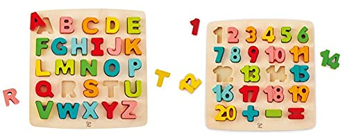 Hape – E1550 – Puzzle mit Zahlen und Rechensymbolen + Puzzle mit Großbuchstaben