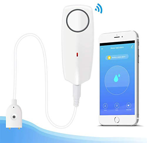 Newgoal Wasseralarmsensor mit 60 dB lautem Sound WiFi-Lecksucher, Überlaufleckalarm, Fernüberwachungsleckage für die Abwasserpumpe im Warmwasserbereiter, TUYA/Smart Life APP-Benachrichtigung