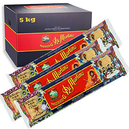 Spaghetti | 5kg Maxi Formato | Antica Pasta di Gragnano Igp | Pastificio Di Martino | Confezione 10 Pezzi da 500Gr | Eccellenza della Campania | 100% Grano Italiano | Idea Regalo