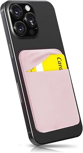 MyGadget Cartera con 1 Bolsillo para Funda Móvil - Tarjetero Adhesivo para Smartphone - Porta Tarjetas de Crédito con Bloqueo RFID - Card Holder - Rosa Oro