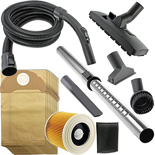 SPARES2GO Hose, Tool Kit, Filters + Bags Compatible with Karcher WD2.200 WD2.240 Vacuum Cleaner (Pack of 10 Dust Bags)