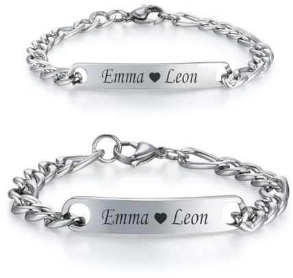 The Magical touch TMT 2 Personalisierte Armbänder mit Gravur | Pärchen Geschenke mit Namen | Personalisiertes Geschenk Männer, Frauen und Paar Geschenke| Armband Herren mit Gravur