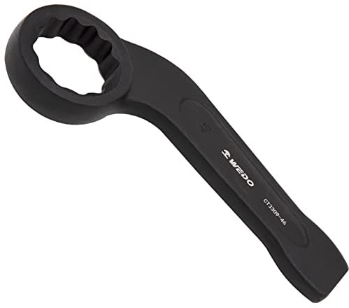 WEDO Chiave ad anello Jumbo a percussione, chiave curva, dimensioni 55 mm, lunghezza 270 mm, resistenza all'usura, nero spray su superficie, standard DIN7444, 40 acciaio cromato