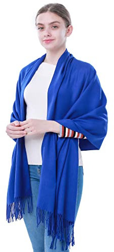 vimate Pashmina Schals und Tücher für Damen, Königsblau Kaschmir Wolle Pashmina Schals und Tücher für Damen (DE-Royal Blau)