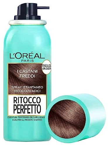 2 x L'Oréal Paris Perfekte Retusche, Kaltbraun, sofortiges Spray für weißes Haar, temporäre Abdeckung, Wurzeln bis zu 25 Anwendungen, 2 Flaschen je 75 ml
