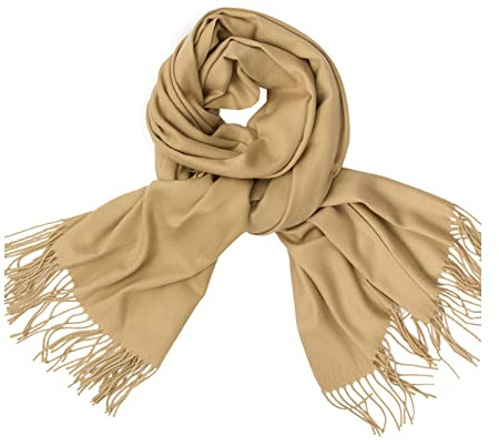 Whoiy Kaschmir Schal Herren, Halstücher Damen Solide Fransen Khaki 200X70cm Warmer Übergroßer Winterschal-Poncho