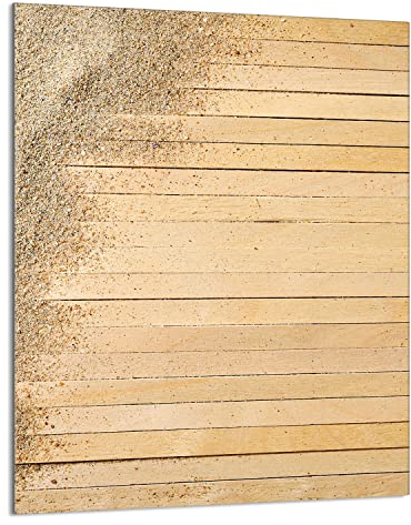DarHaus Herdabdeckplatte einteilig 40x52 cm Ceranfeld Abdeckung Glas Spritzschutz Abdeckplatte Glasplatte Herd Ceranfeldabdeckung Deko, Sand Holz
