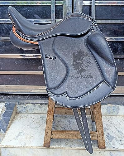 WILD RACE Leather Dressage Double Flap Changeable Gullets Medium Saddle (17)