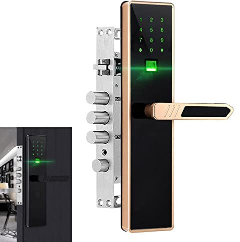 Serratura elettronica per porta, con impronte digitali, IC Card Smart Password,nero