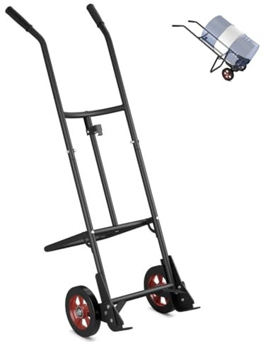 GiantexUK Oil Drum Hand Truck, Drum Transport Trolley with EVA Handles, Rubber Wheels & Hook, 545KG Load Capacity, Heavy-duty Metal Sack Barrow Cart for Factory Gas Station Warehouse, Black