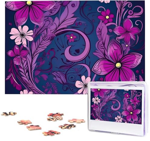 KHiry Puzzles, 1000 Teile, personalisiertes Puzzle, Blumen und Wirbel, Fotopuzzle, herausforderndes Bild, Puzzle für Erwachsene, personalisierbares Puzzle mit Aufbewahrungstasche (74,9 x 50 cm)