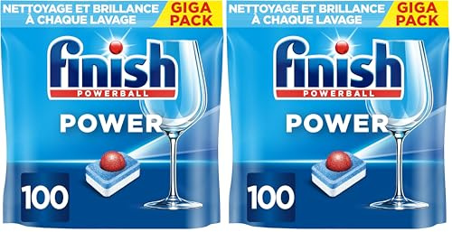 Finish Pastilles Lave-Vaisselle Powerball Comprimé Sans parfum All in One Max - 100 Tablettes Lave-Vaisselle (Lot de 2)