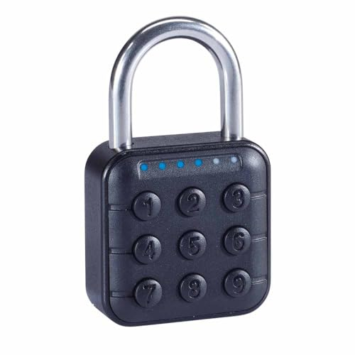 EUROtops Zahlencode Vorhänge-Schloss – Einfaches Tasten-Schloss für Tür/Koffer/Spind, Wassergeschützt, Robustes Aluminium/Sicherer Edelstahl, 6 Ziffern / 10 Codes, Batteriebetrieben, Schwarz