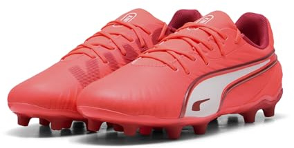 PUMA King Match FG/AG Jr, Zapatillas de Deporte Unisex niños, Glowing Red Puma White Red Fire, 37.5 EU