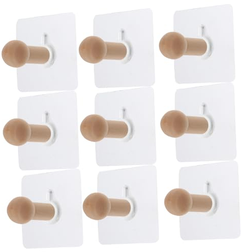 Handtuchstange10 Stück Klebehaken ohne Stanzen, Handtuchhaken, Kleiderhaken, Wandmontage, Kleiderständer aus Holz, Schlüsselanhängerhaken, Schonbezuggriffe, Wandhaken aus Holz, Lipgloss, Wan