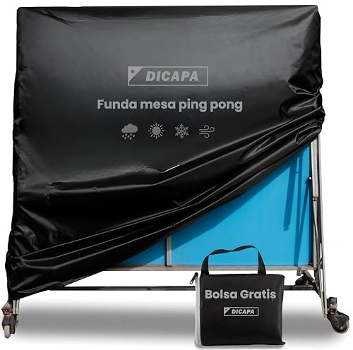 DICAPA Custodia per tavolo da ping pong esterna, custodia protettiva per tavolo da ping pong pieghevole 165 x 70 x 165 cm, impermeabile e resistente (nero)