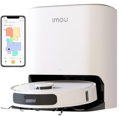 Imou Saugroboter mit Wischfunktion 5 in1 8500 Pa, Kehren/Wischen/Selbstwaschend /55°C Selbsttrocknend/Selbstentleerend Saugroboter mit selbstreinigender Basisstation