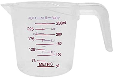 kesurpae PVC Kunststoff Messbecher, tragbar, transparent, mit Graduierung, Haushalt, Küche, Restaurant, Kochwerkzeug, 250 ml