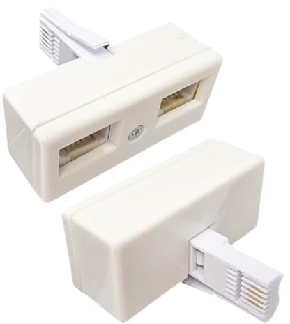 Electoys BT Socket Adapter Telephone Splitter 2 Way | Telephone Socket Phone Line Splitter | Double Phone Adaptor | Male to Female Converter | For FAX Modem Cable Adapter | White