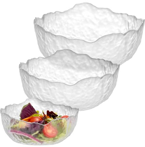 Navaris Set Ciotole da Portata in Vetro - Insalatiere Trasparenti Ø 19,6cm 16cm 13cm - Ciotola per Cucinare e Servire - Design Trasparente