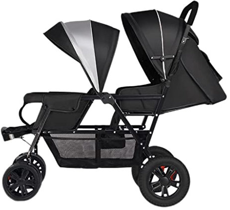 ZONABSQQ Kinderwagen Zwillings-Kinderwagen, Zwillings-Doppel-Kinderwagen, großer Aufbewahrungskorb, 5-Punkt-Sicherheitsgurt, leichte Reise, einfach zusammenklappbar Komfort und Sicherheit
