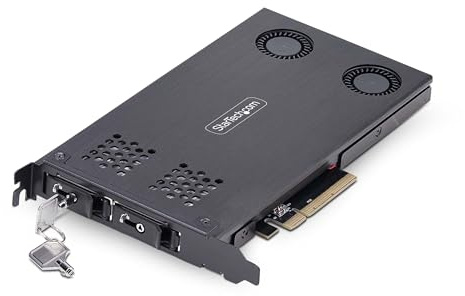 StarTech Rack Mobile M.2 NVMe a PCIe x8, Doppio Alloggiamento, Rimovibile | Ideale per Storage ad Alte Prestazioni, Swap Rapido delle Unità