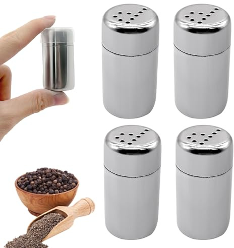 XQMMGO Mini saliera in acciaio inox, con coperchio per la casa, per ristoranti, campeggio, bento box e barbecue all'aperto