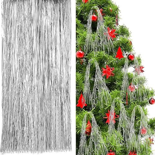 BEIJIALY Weihnachten Eiszapfen Lametta Folie Fransen, Weihnachtsbaum Lametta Vorhang Dekoration, Weihnachtsbaum Lametta Folie Fransen Eiszapfen Folie Fransen Girlande für (12000