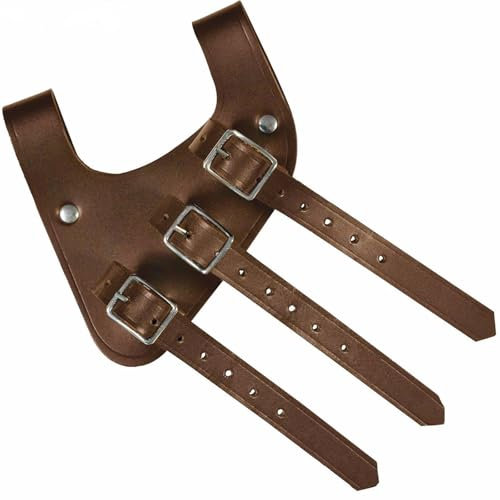 FHUILIJH Leder Schwert Frosch LARP Mittelalter Schwert Gürtel Kostüm Accessoire Scheide Aufhänger Halter für LARP Kostüm,Braun,Right