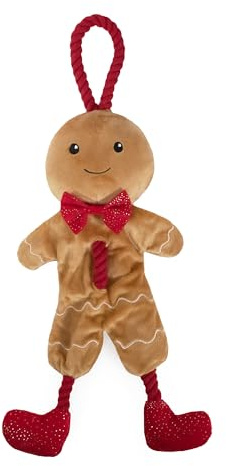 Cupid & Comet Weihnachts-Hundespielzeug mit Seilfüllung und Plüschbezug (George Gingerbread Man)