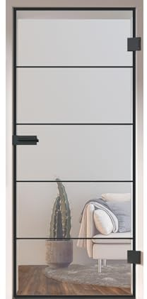 HORI Loft Glastür aus ESG-Sicherheitsglas: Modernes Rechteckiges Design Glastür Innentür für Wohnräume als stilvoller Raumteiler oder Raumtrenner – Unsere Hochwertige Tür aus Klarglas 1972 x 834 mm