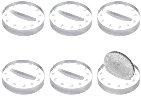 FINGERINSPIRE 6 Stück Münzsockeldisplay Aus Acryl 5cm Durchmesser Durchsichtiges Flaches Rundes Münzdisplay Mit 34mm Schlitz Münzdisplayhalter Durchsichtiger Mini Münzdisplay Staffeleihalter