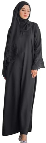 HOOUDO Bubu Dress Prayer Dress for Women Turkish Plain Muslim Dress Muslim Outfits Turkey Full Cover Kaftan Soft Modest Dress Ramadan Clothes Abaya Dress Black