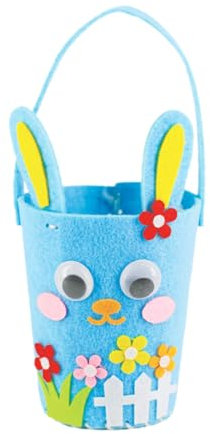 Easter Baskets for Kids,Easter Baskets Crafts for Kids,Felt Easter Egg Hunt Basket for Kids Child Party Craft Gift Basket,Easter Gift Box Reusable Goodie Bag Spring Favour Holders with Bunny Blue