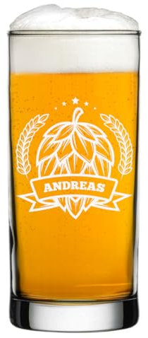 polar-effekt Vaso de cerveza de 485 ml con grabado personalizado – Regalo de cumpleaños personalizado – Vaso para pils, almacén y cerveza artesanal – para casa y fiestas