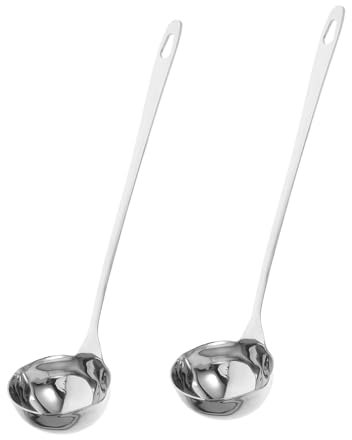 Cabilock Cuchara Sopera De Acero Inoxidable 2 Unidades Con Mango Largo y Ideal Para Sopa y Salsa