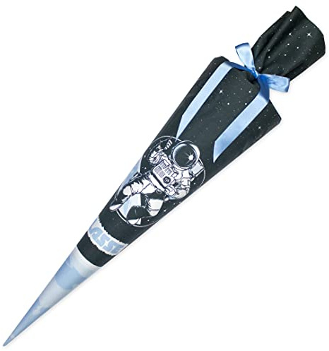 Dein Lieblingsteil Schultüte aus Stoff individualisierbar mit Wunschname personalisierbar mit Schultütenkissen Jungs (Space Astronaut, 70 cm)